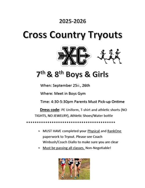  Cross Country Tryouts